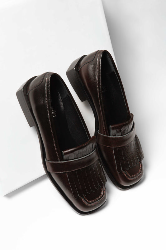 Mocasín Fleco Bruma Marrón