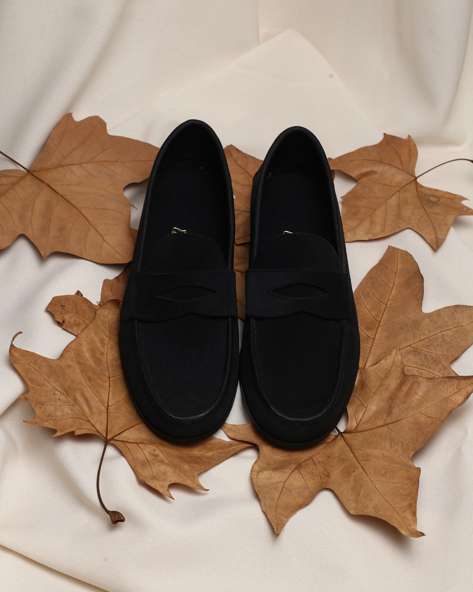 Mocasín Simple Suela 4218 Gamuza Negro