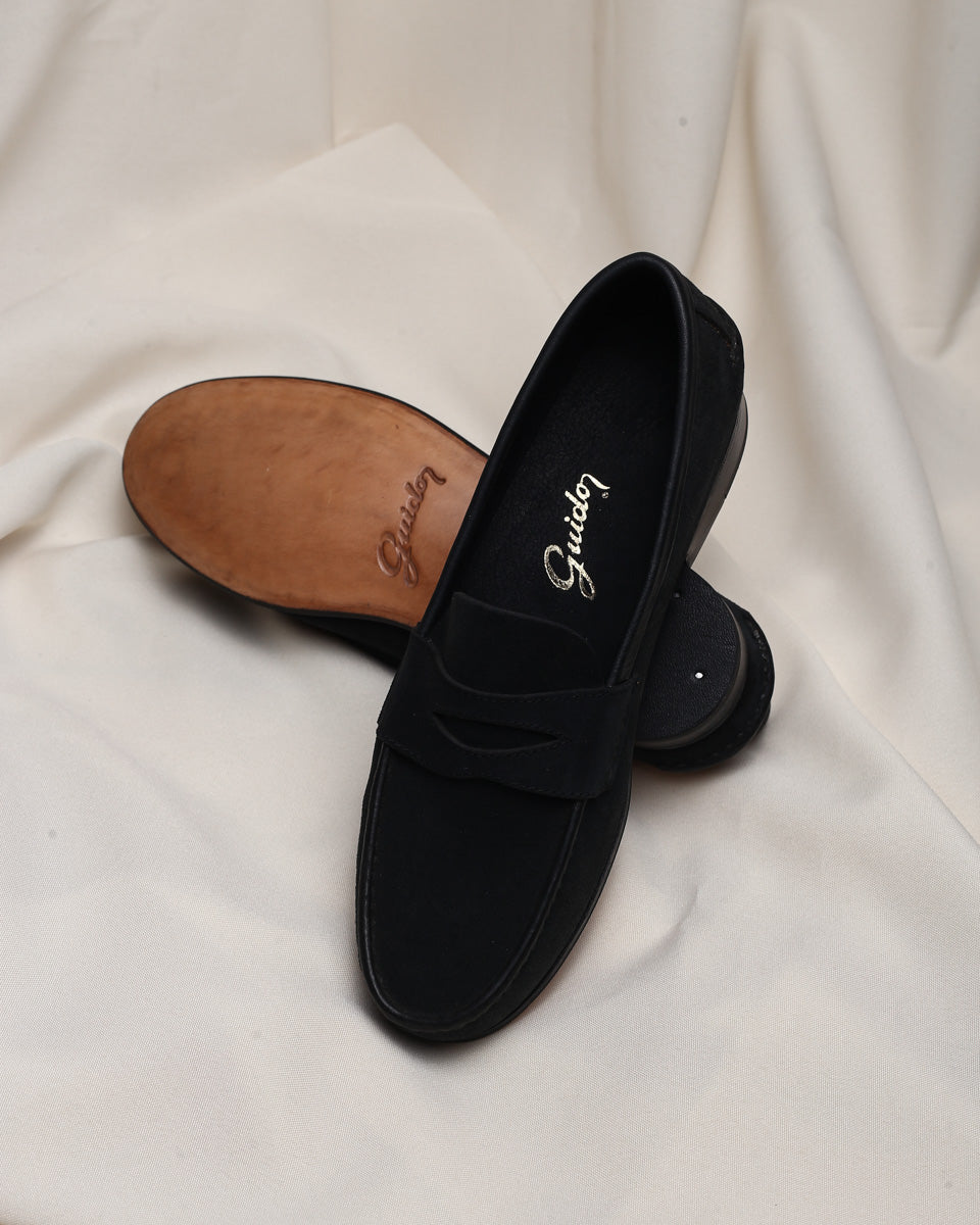 Mocasín Simple Suela 4218 Gamuza Negro