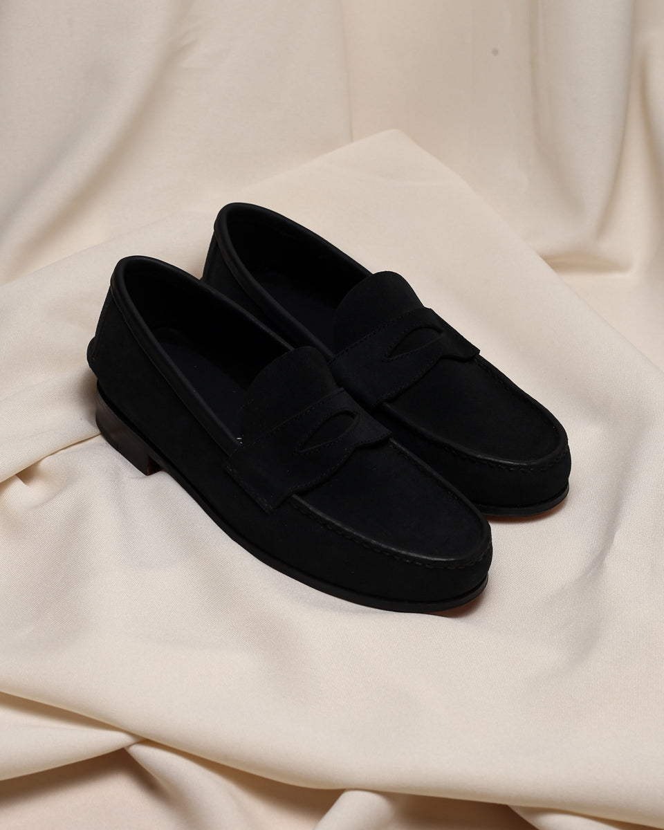 Mocasín Simple Suela 4218 Gamuza Negro