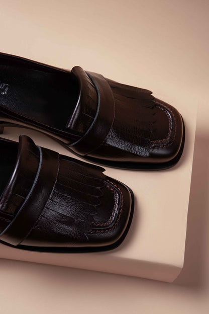 Mocasín Fleco Bruma Marrón