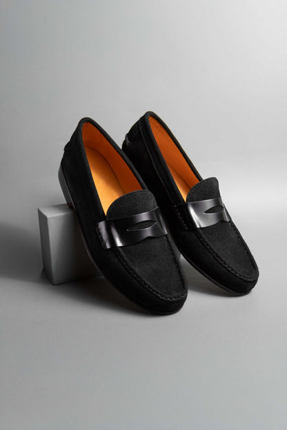 Mocasín Simple Suela 4218 Gamuza Negro